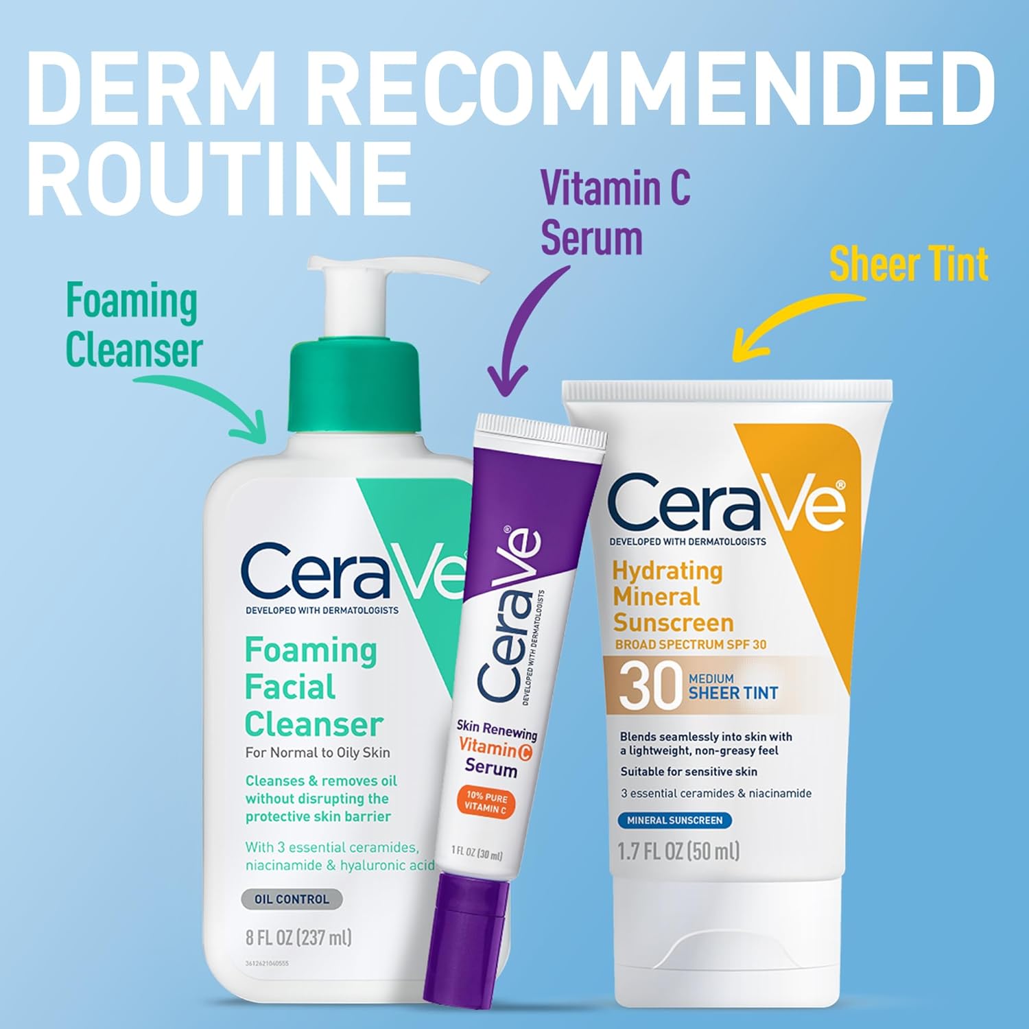 CeraVe Tinted Mineral Sunscreen SPF 30 – Pure Zinc Oxide & Titanium Dioxide for Sensitive Skin