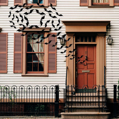 CESOF 3D Halloween Bat Wall Decor – 70-Piece Black PVC Decals for Living Room, Bedroom & Fireplace Mantle Accents