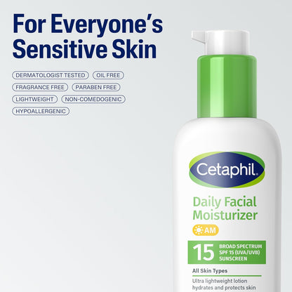 Cetaphil Daily Facial Moisturizer SPF 15 – Travel-Size Hydration + SPF for Commutes and Outdoor Errands