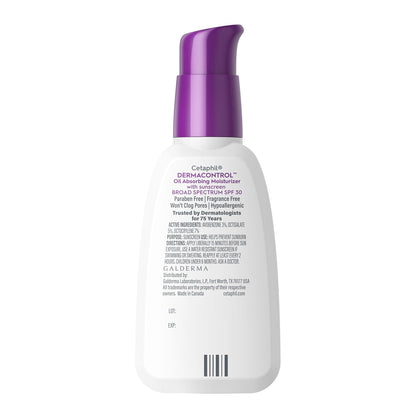 Cetaphil DermaControl Oil Absorbing Moisturizer SPF 30 – Travel-Size UV Protection for Commuters and Outdoor Days