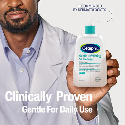Cetaphil Gentle Exfoliating SA Cleanser – Teen-Safe Daily Wash for Shared Family Bathroom & Acne-Prone Skin