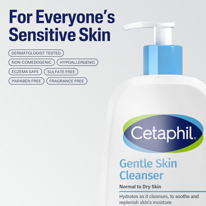 Cetaphil Hydrating Gentle Skin Cleanser – Fragrance-Free Minimalist Skincare Staple, Clean Vanity Counter