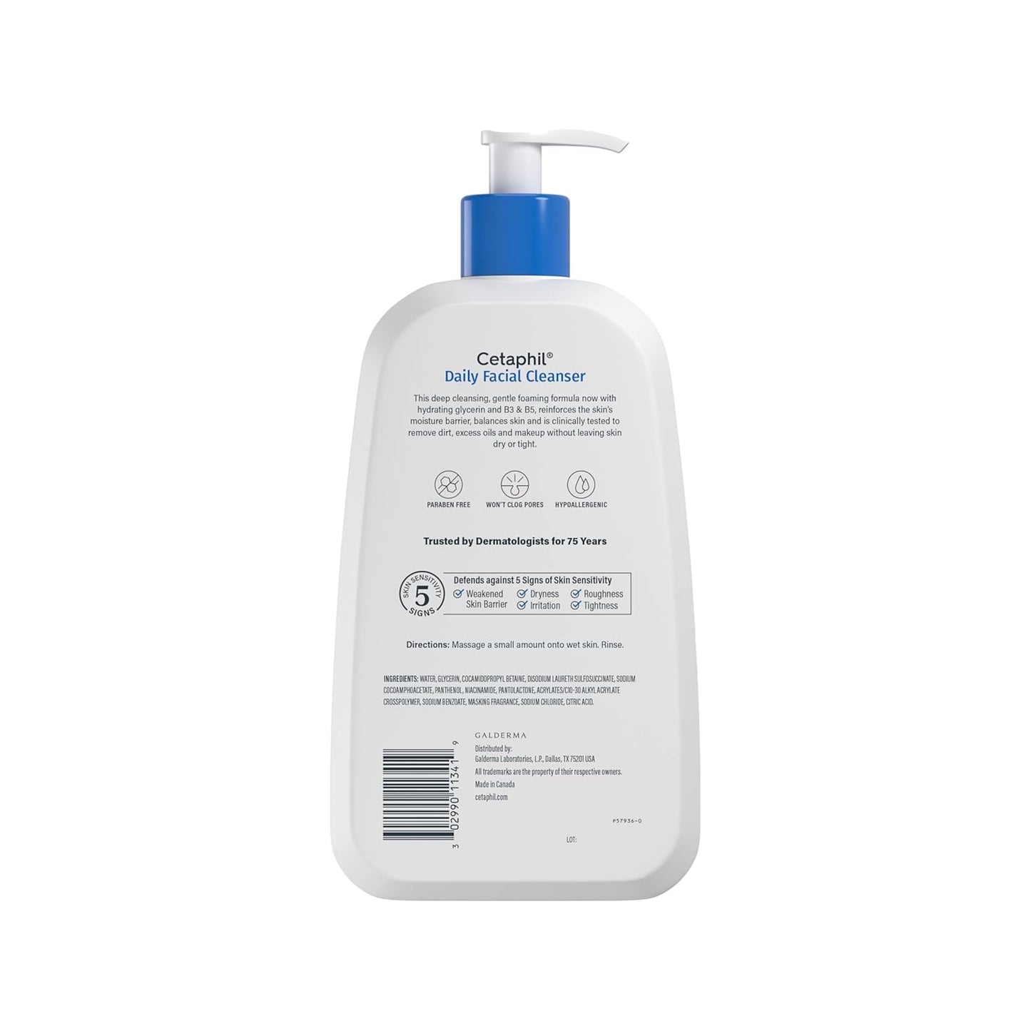 Cetaphil Hypoallergenic Face Cleanser – Soap-Free, Paraben-Free Wash for Reactive Skin Types