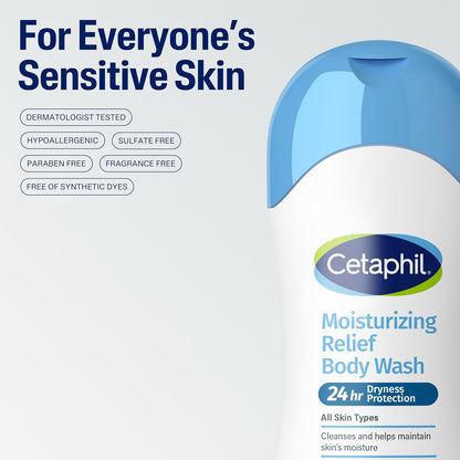 Cetaphil Moisturizing Body Wash 16.9 fl oz – Gentle Family Shower Cleanser for Kids with Sensitive Skin