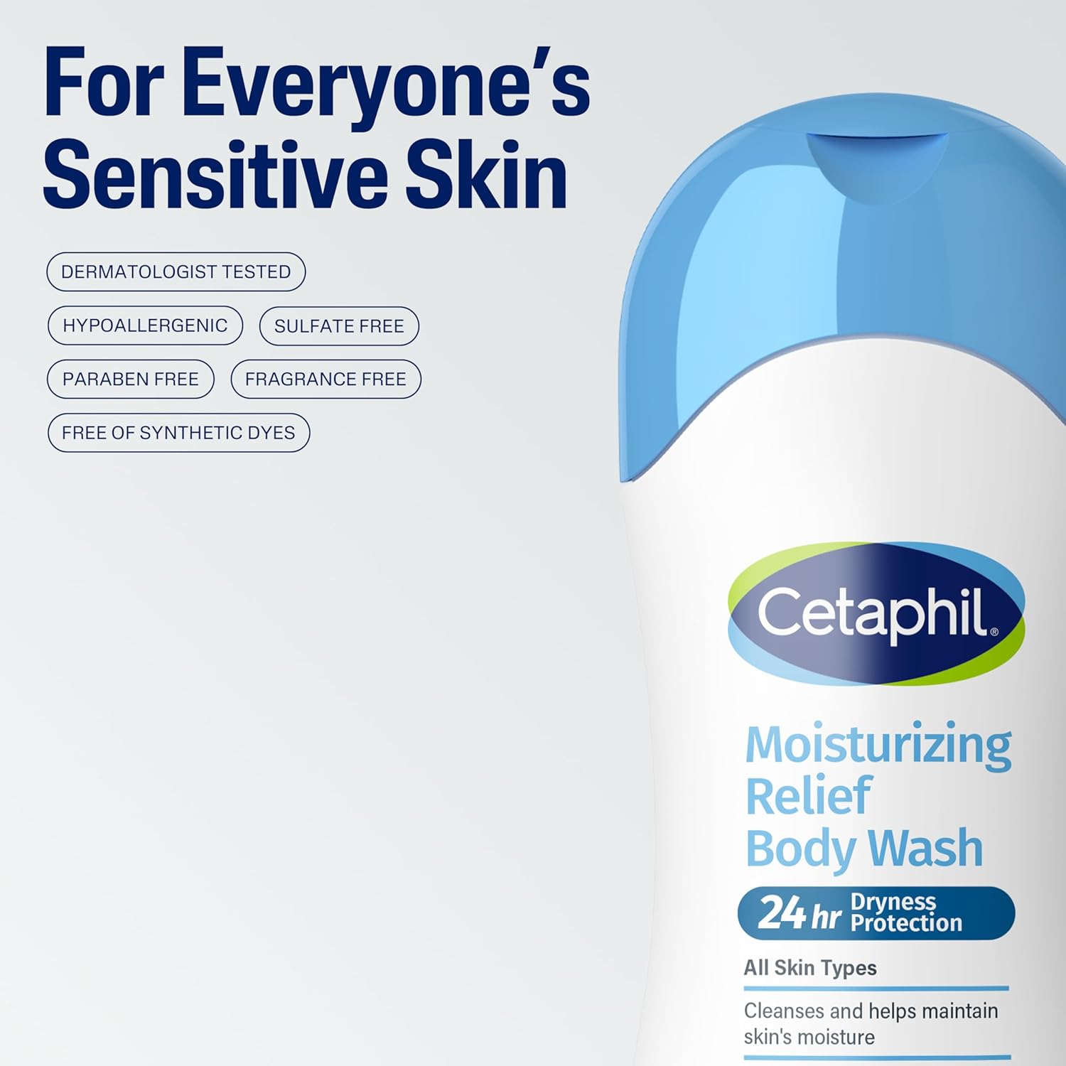 Cetaphil Moisturizing Body Wash 16.9 fl oz – Gentle Family Shower Cleanser for Kids with Sensitive Skin
