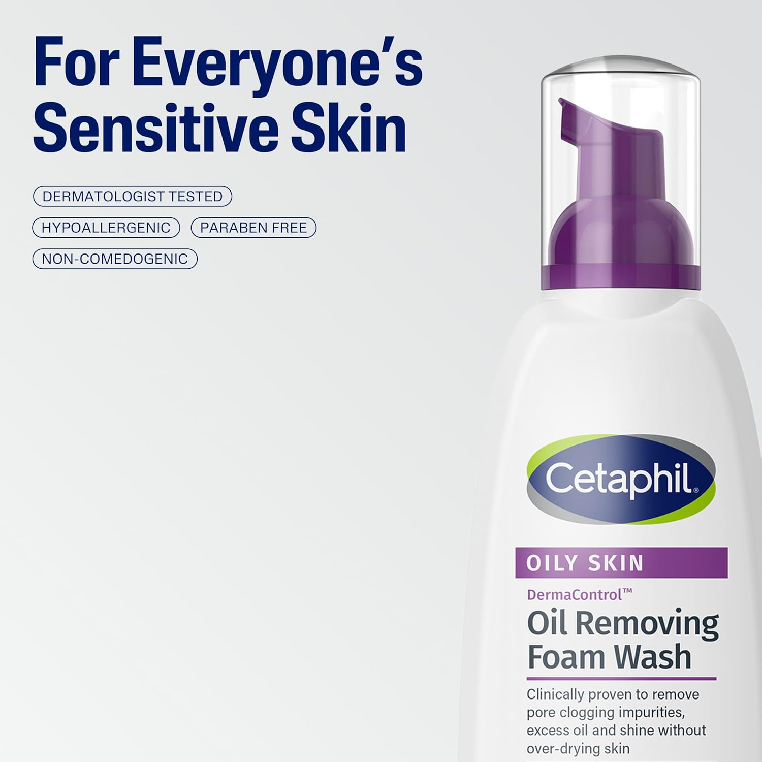 Cetaphil Pro Oil Removing Foam Wash – Calming Wind-Down Face Cleanser for Evening Self-Care, Hypoallergenic Fragrance Free
