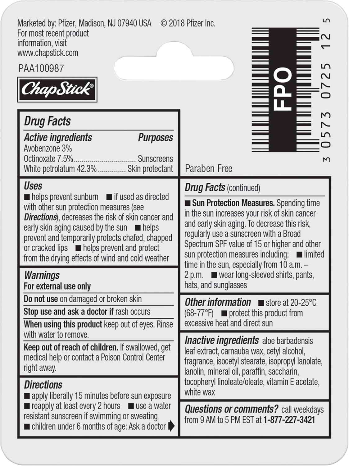 ChapStick Moisturizer Original Lip Balm – Sun and Wind Protection for Patio, Picnic and Trail Use, Broad-Spectrum SPF 15, Pack of 12