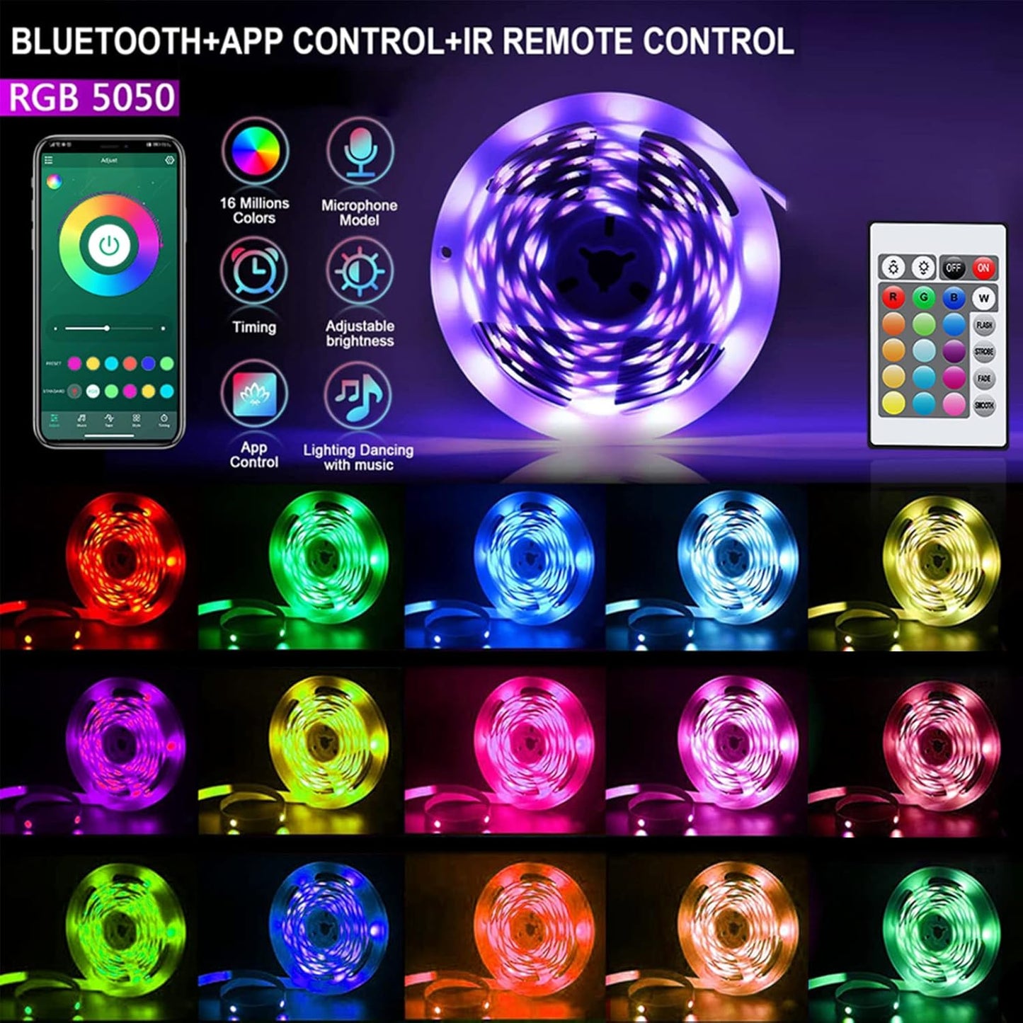CHARKEE Safe LED Strip Lights USB 5V Low Voltage, Flameless RGB Light Strip for Bedroom TV and Sleep Routine, App Timer Auto Shutoff