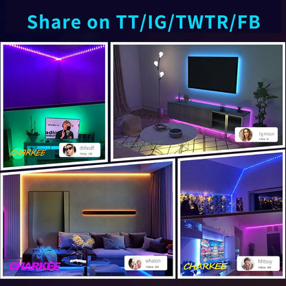 CHARKEE Safe LED Strip Lights USB 5V Low Voltage, Flameless RGB Light Strip for Bedroom TV and Sleep Routine, App Timer Auto Shutoff