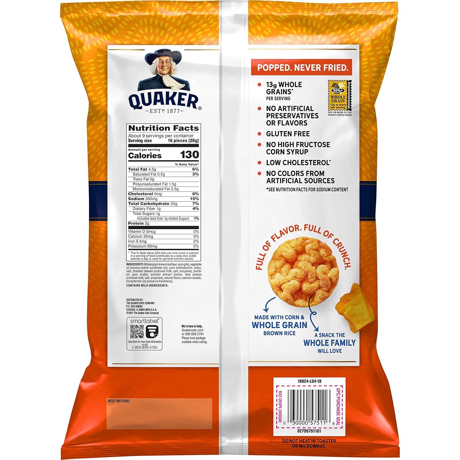 cheddar cheese flavor profile in an airy rice crisp format