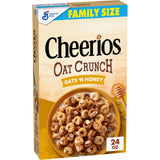 Cheerios Oat Crunch Oats 'N Honey Cereal, Bulk 12-Pack Cereal for Housewarming Gifts and Pantry Care Packages