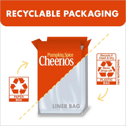 Cheerios Pumpkin Spice Gluten Free Cereal for Road Trip Cooler Bag, Portable Whole Grain Family Snack