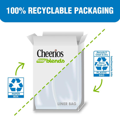 Cheerios Veggie Blends Blueberry Banana Cereal – Clean Label Gluten Free Cereal for the Home Office Snack Drawer and Gym Bag