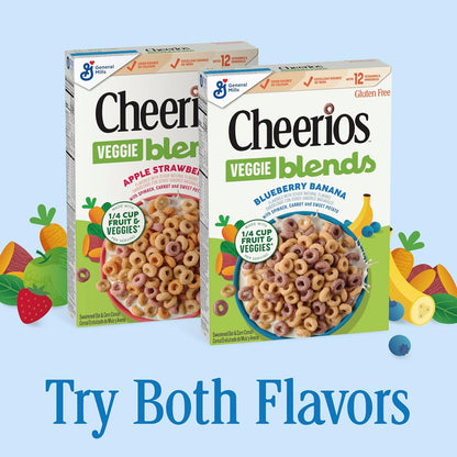 Cheerios Veggie Blends Blueberry Banana Cereal – Clean Label Gluten Free Cereal for the Home Office Snack Drawer and Gym Bag