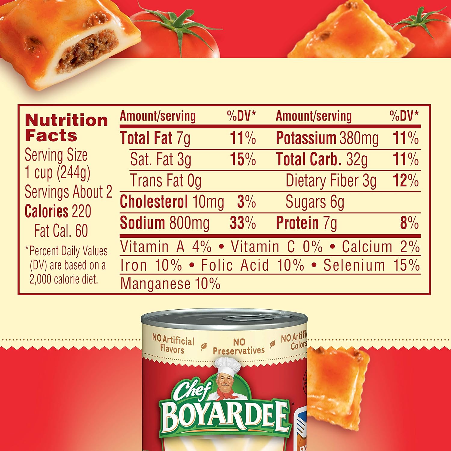 Chef Boyardee Mini Beef Ravioli, Kid-Friendly Bite-Sized Pasta in Tomato Sauce for School Lunches, 15 oz Can