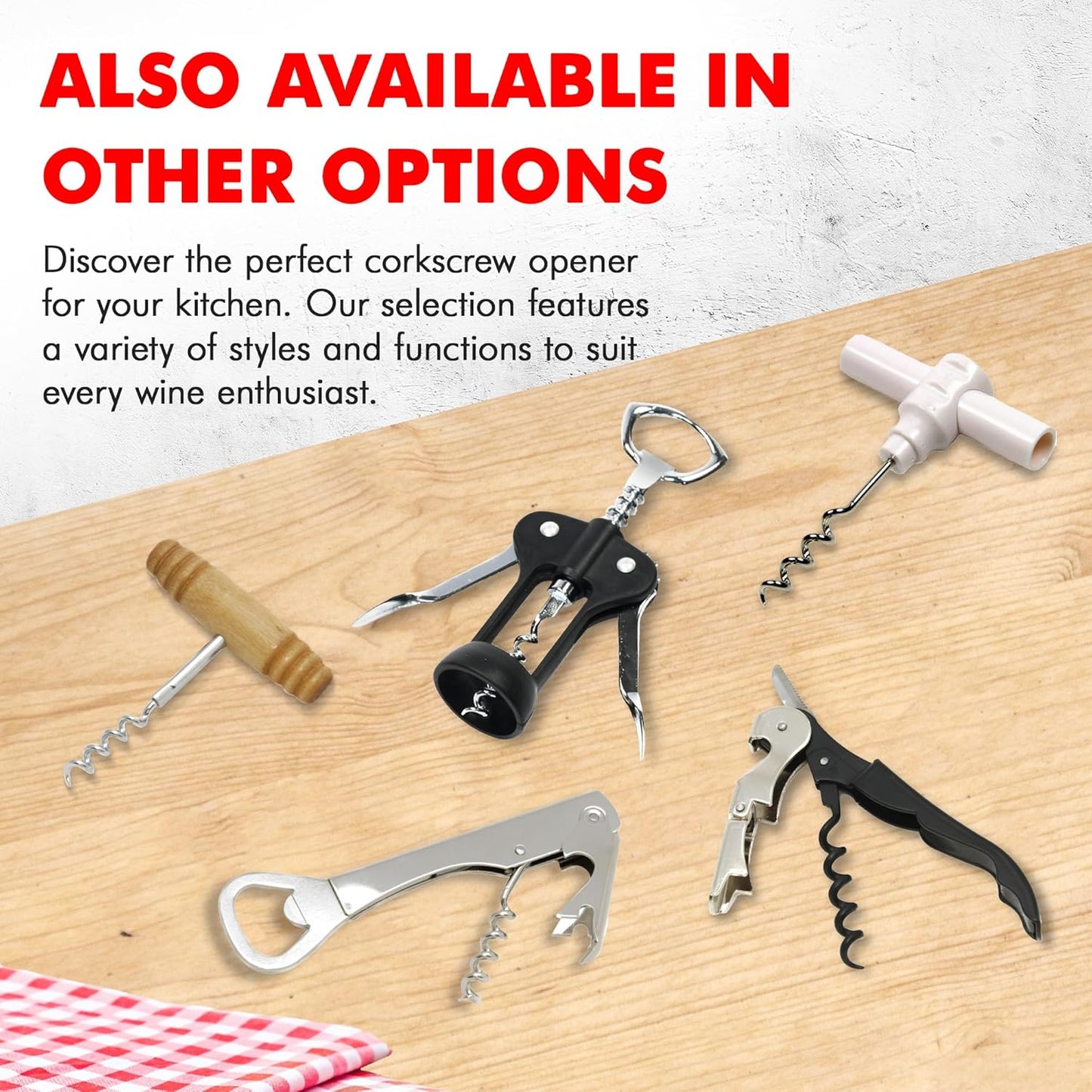 Chef Craft Select Waiters Corkscrew – Camping and Tailgate Wine Key, Durable Stainless Corkscrew with Built-In Bottle Opener