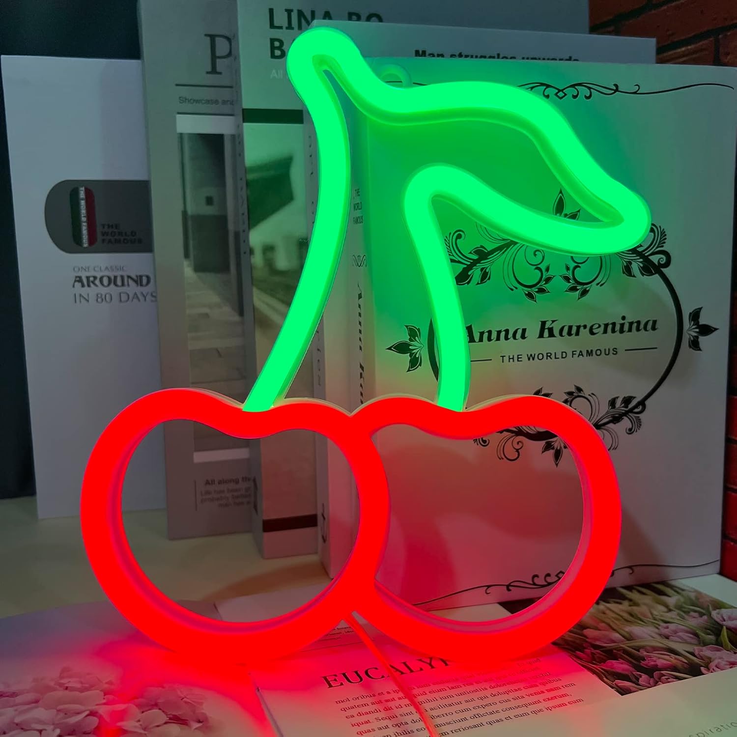Cherry Neon Sign - Child Safe Nursery Wall Decor, Flexible Silicone LED for Kids Room