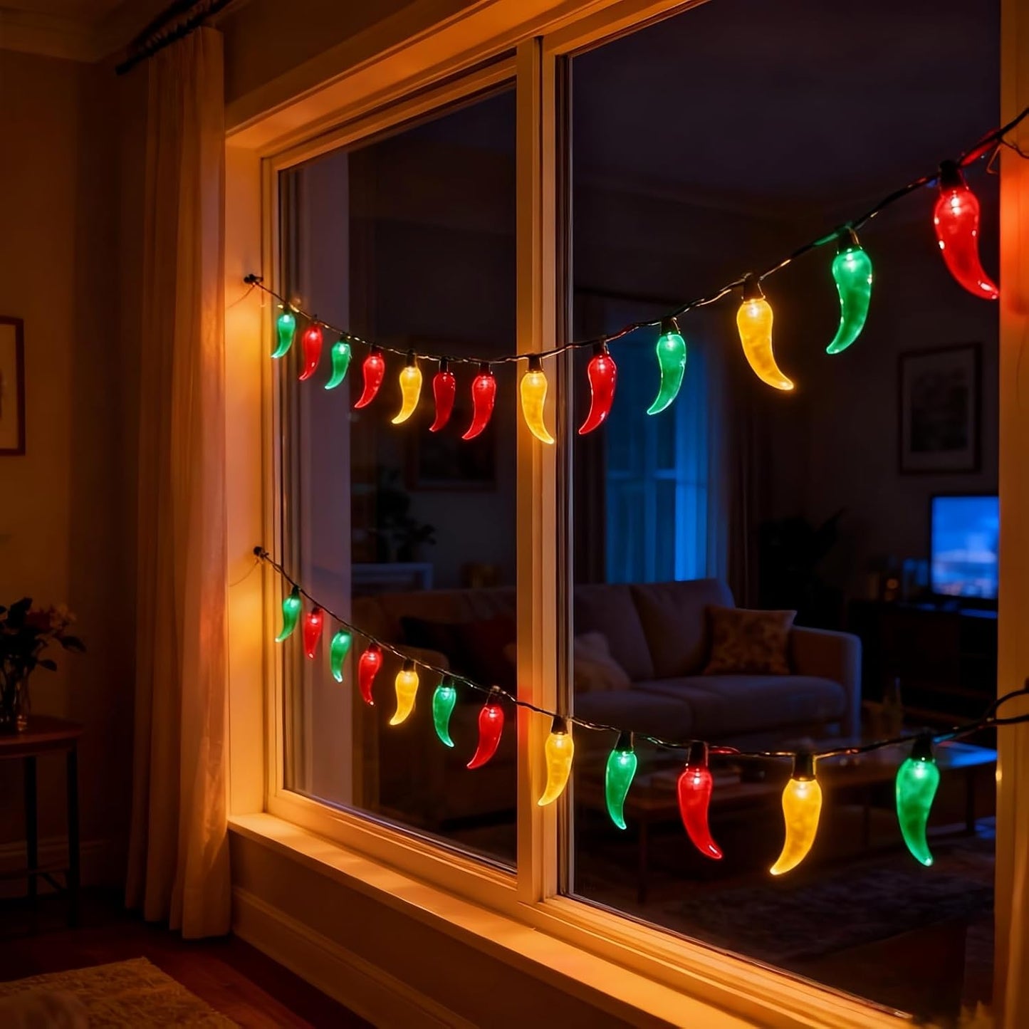 Chili Lights Co. Novelty Chili String Lights – Kitchen Counter Accent Lamp Above Cabinets, 35 LED Soft Glow Bulbs