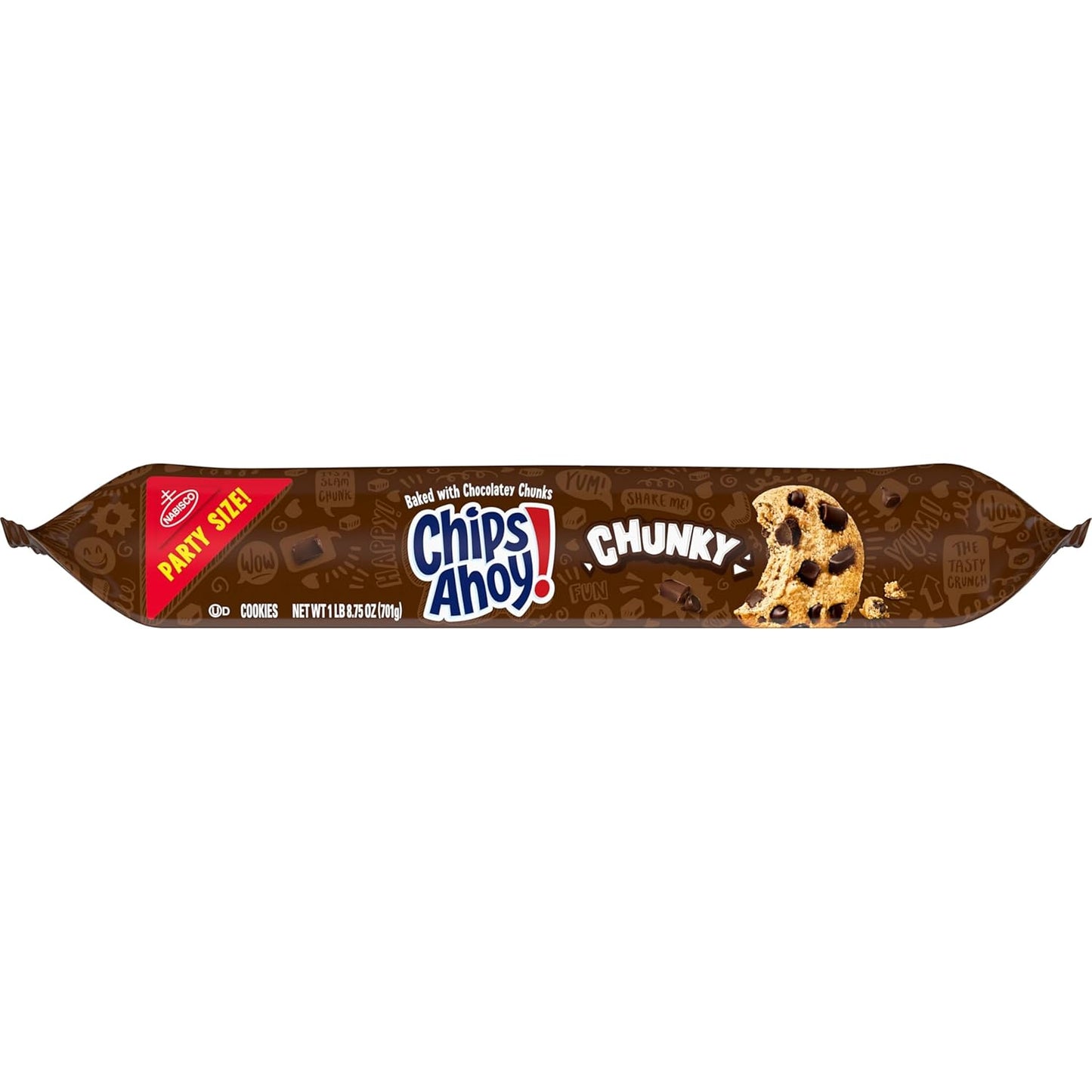 CHIPS AHOY! Chunky Fudgy Cookies Party Size – Hostess Gift for Holiday Gatherings, 24.75 oz Resealable Pouch