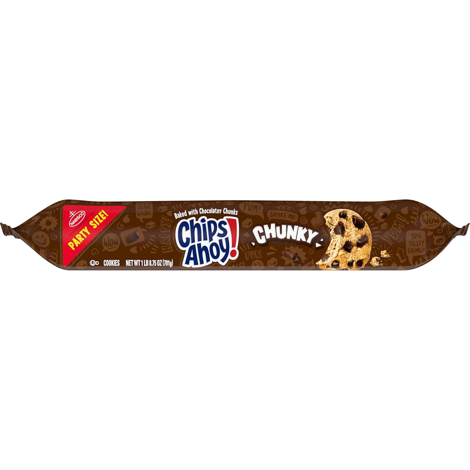 CHIPS AHOY! Chunky Fudgy Cookies Party Size – Hostess Gift for Holiday Gatherings, 24.75 oz Resealable Pouch