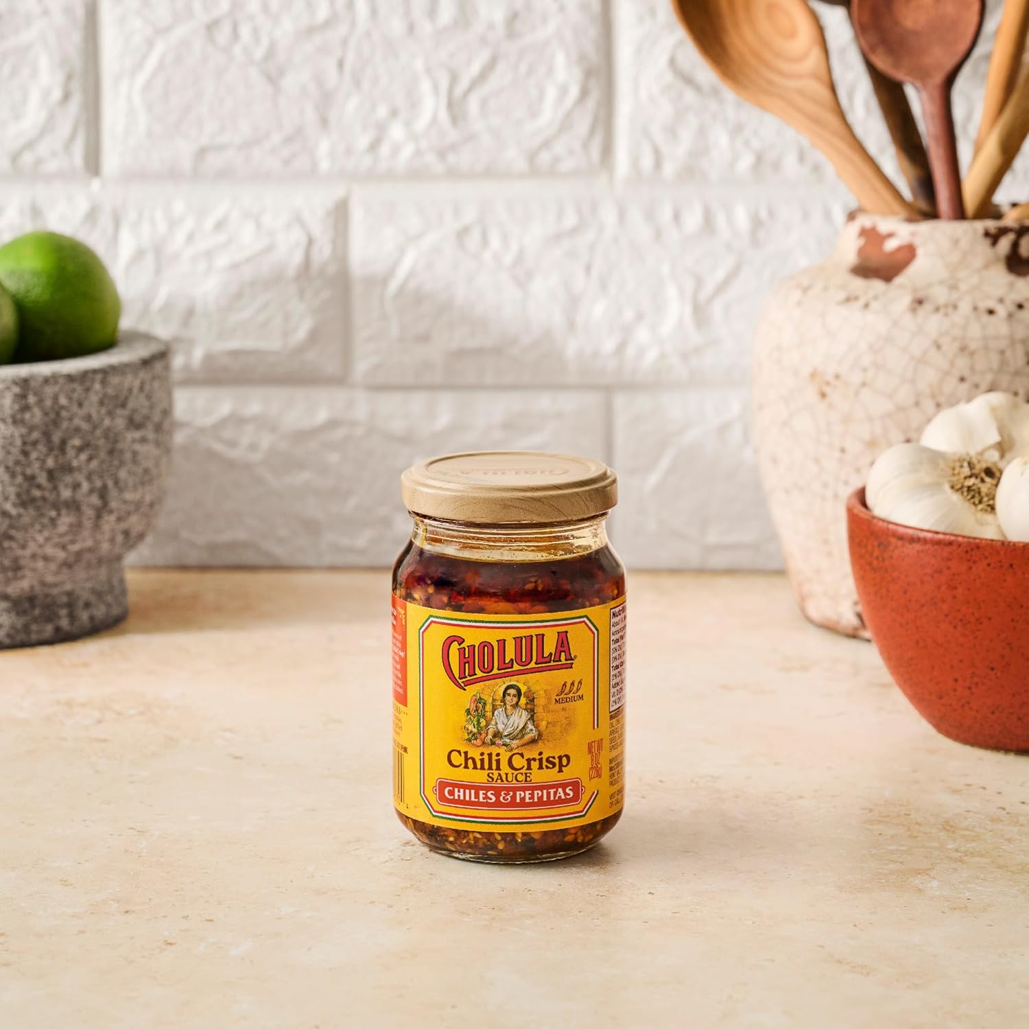 Cholula Chili Crisp Chiles & Pepitas – Gourmet Hostess Gift for Women Who Love Mexican Food, 8 oz Pantry Jar