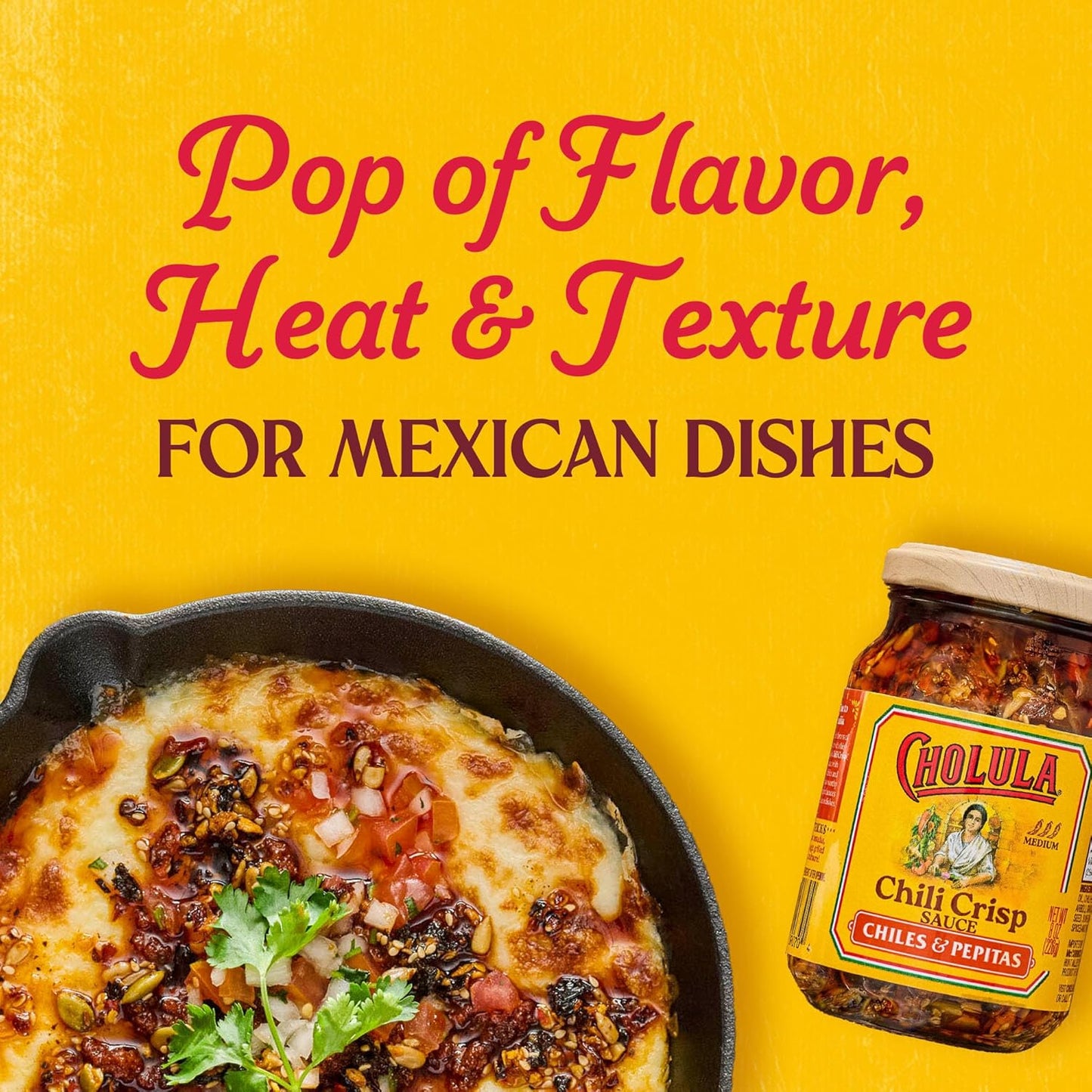 Cholula Chili Crisp Chiles & Pepitas – Gourmet Hostess Gift for Women Who Love Mexican Food, 8 oz Pantry Jar