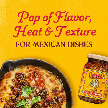 Cholula Chili Crisp Chiles & Pepitas – Gourmet Hostess Gift for Women Who Love Mexican Food, 8 oz Pantry Jar