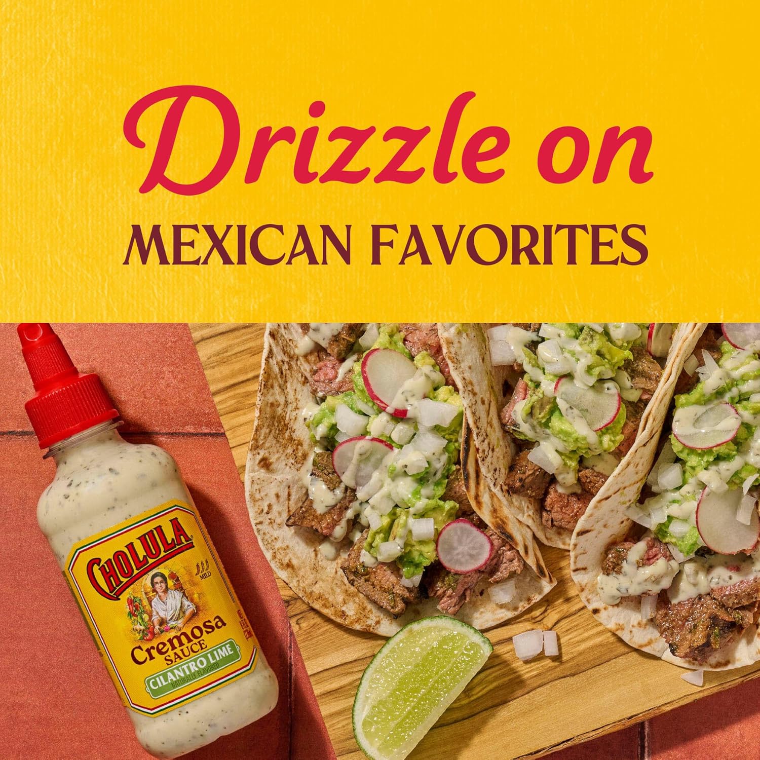 Cholula Cilantro Lime Cremosa Sauce – Quick Weeknight Drizzle for Meal Prep Bowls, Tacos & Grain Salads, 8 fl oz Squeezable
