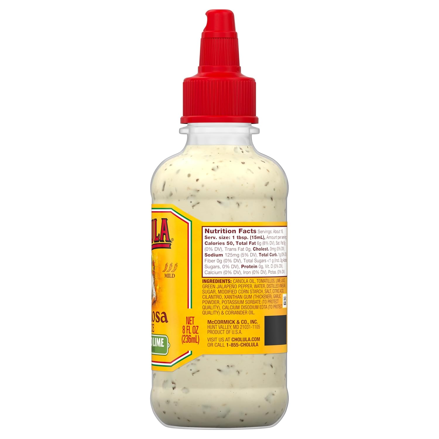 Cholula Cilantro Lime Cremosa Sauce – Quick Weeknight Drizzle for Meal Prep Bowls, Tacos & Grain Salads, 8 fl oz Squeezable