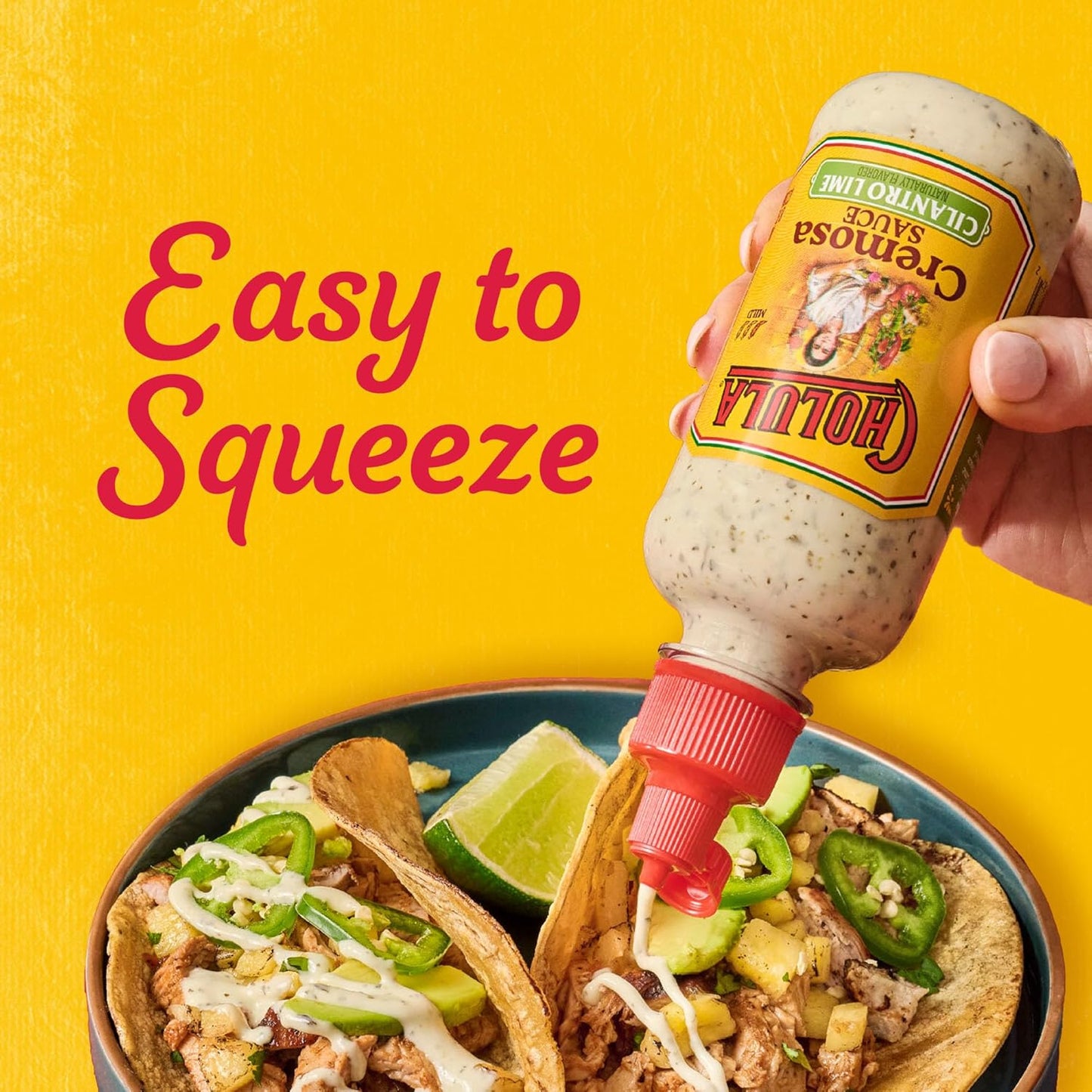Cholula Cilantro Lime Cremosa Sauce – Quick Weeknight Drizzle for Meal Prep Bowls, Tacos & Grain Salads, 8 fl oz Squeezable