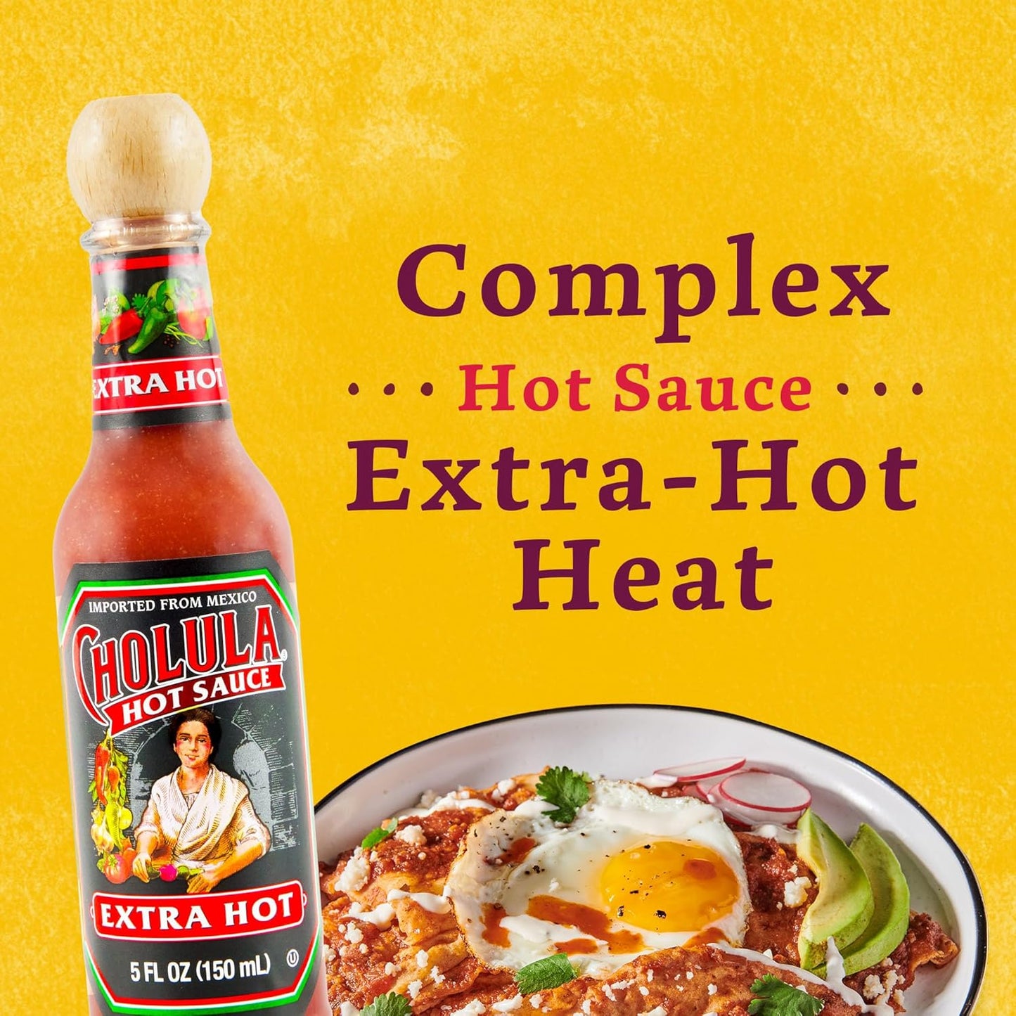 Cholula Extra Hot Sauce – Outdoor Patio Taco Topping, Arbol & Piquin Pepper Blend, 5 fl oz