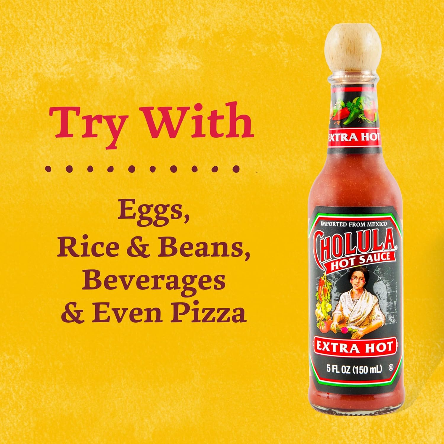 Cholula Extra Hot Sauce – Outdoor Patio Taco Topping, Arbol & Piquin Pepper Blend, 5 fl oz