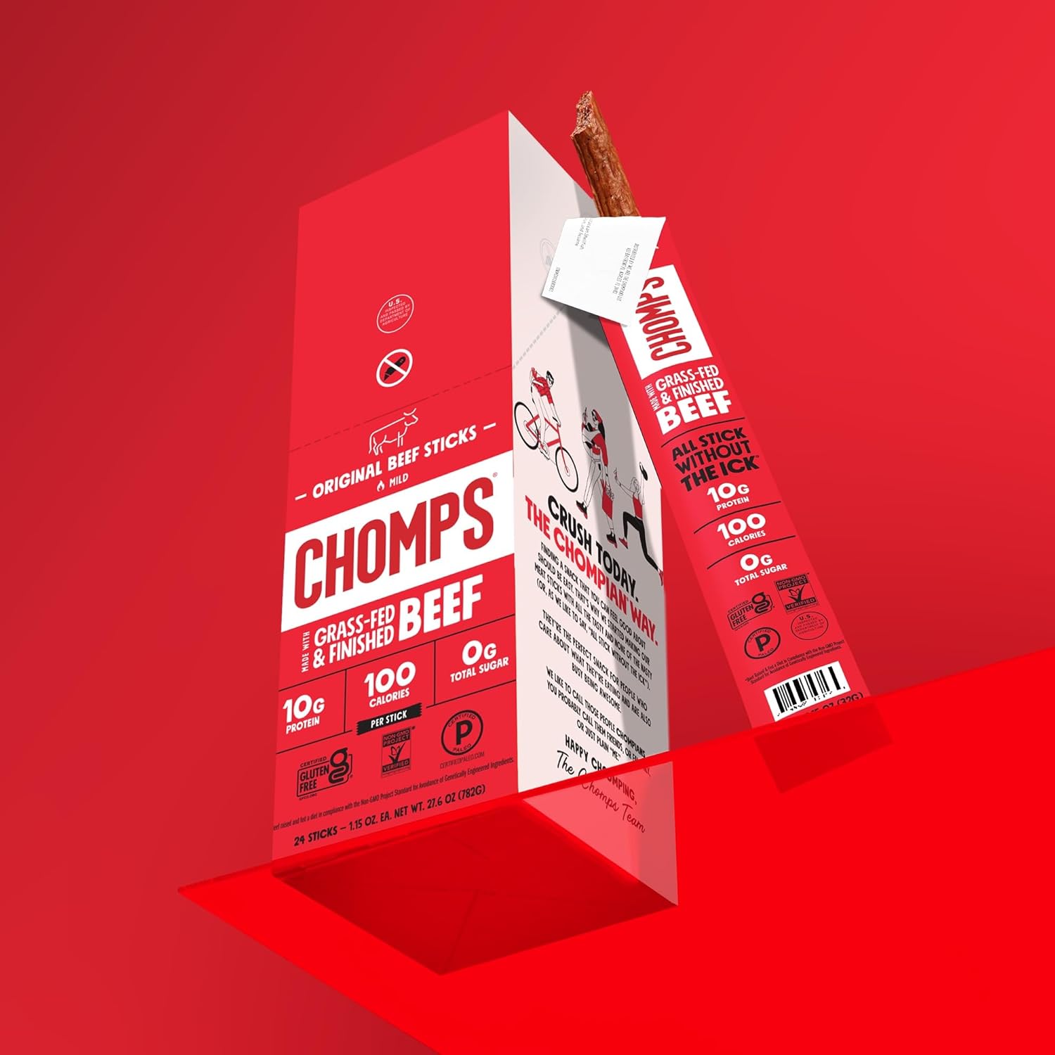 Chomps Grass-Fed Beef Jerky Sticks – Healthy Snack Gift Basket Add-On for Keto and Paleo Friends, 10-Pack Variety