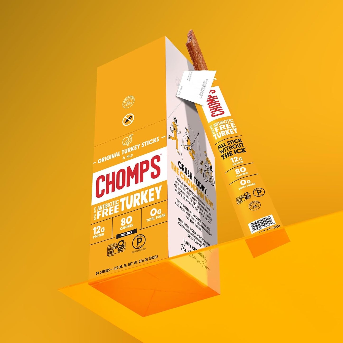 Chomps Original Turkey Jerky Sticks 10-Pack – Whole30 Compliant Snack for Meal Prep and Macro Tracking