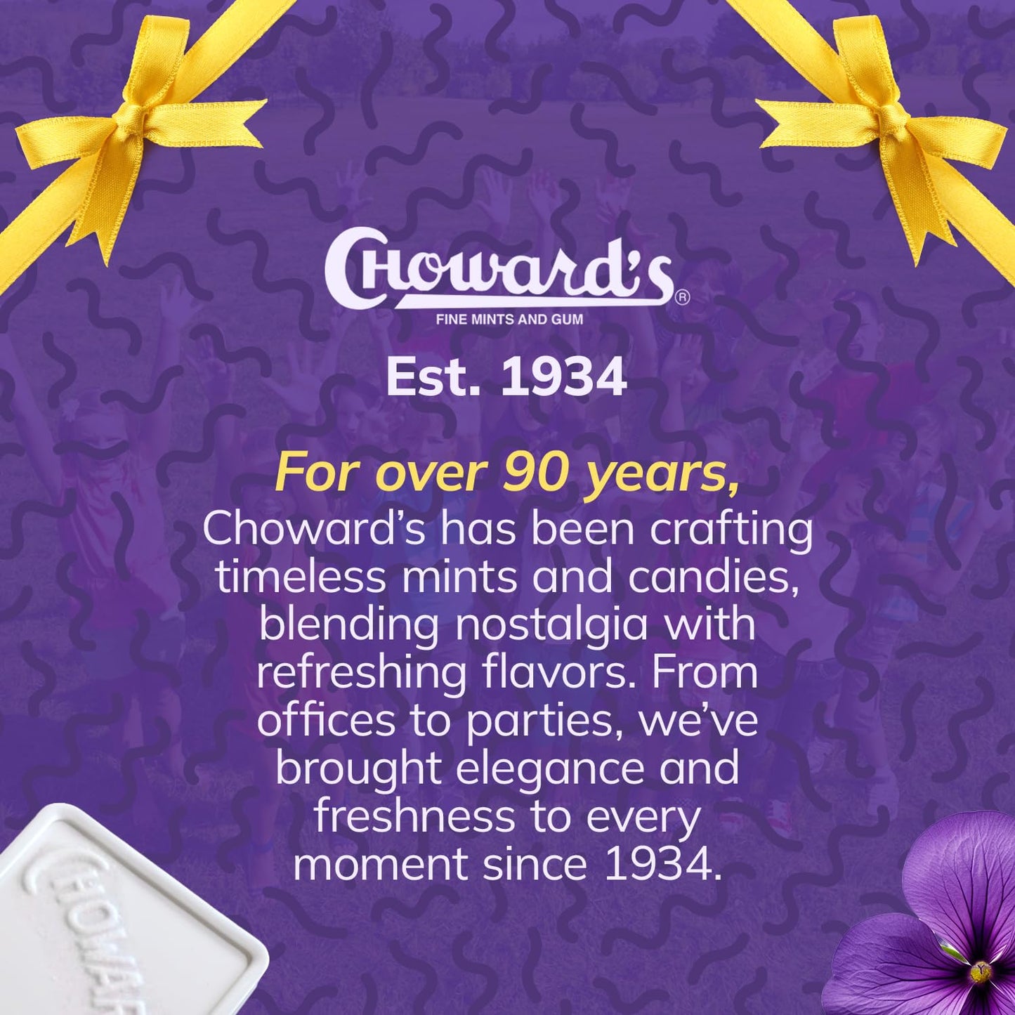 Choward's Violet Mints 6-Pack – Vintage Candy Gift for Mom on Her Birthday, Nostalgic Floral Hard Candy Stocking Stuffer