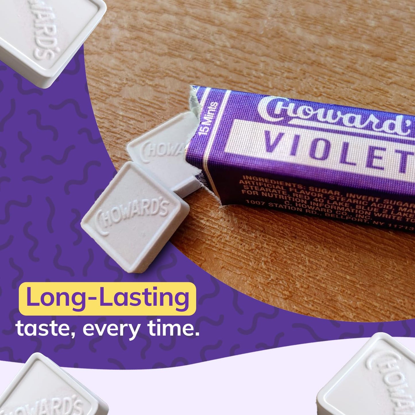 Choward's Violet Mints 6-Pack – Vintage Candy Gift for Mom on Her Birthday, Nostalgic Floral Hard Candy Stocking Stuffer