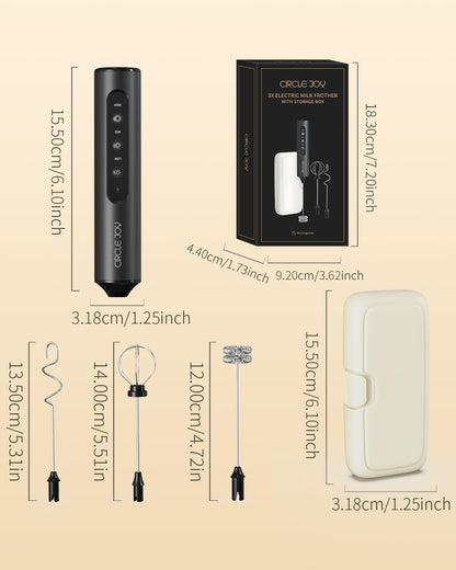 CIRCLE JOY Rechargeable Handheld Frother – Portable Coffee Mixer for Camping, RV and Campervan Trips