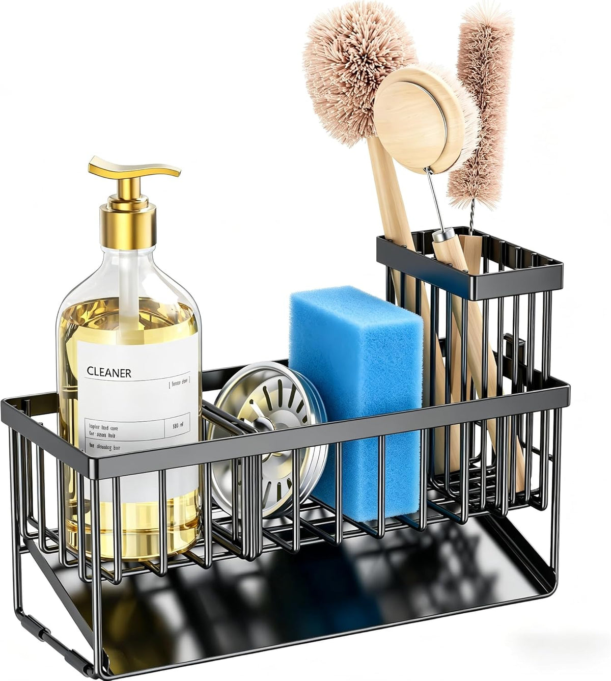 Cisily Rustproof Sponge Caddy – Uncluttered Countertop Solution, No-Install Stainless Steel Tray