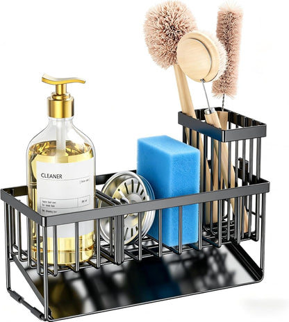 Cisily Rustproof Sponge Caddy – Uncluttered Countertop Solution, No-Install Stainless Steel Tray