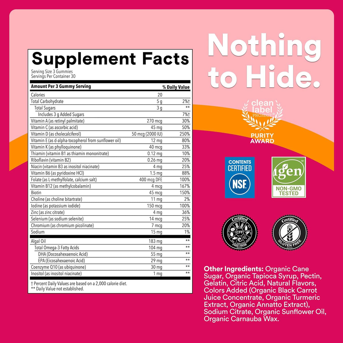 clean label project purity award with testing for over 200 contaminants and chemicals