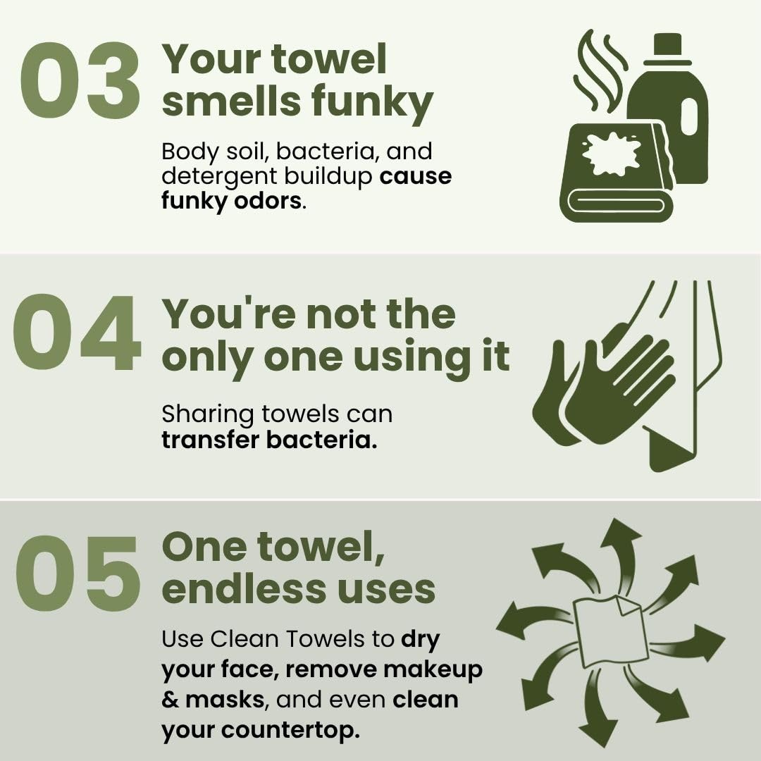 Clean Skin Club Bamboo Viscose Clean Towels XL – Neutral Tone Disposable Towel for Uncluttered Vanity Storage