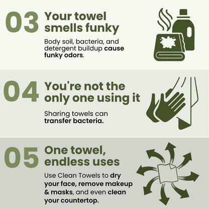 Clean Skin Club Bamboo Viscose Clean Towels XL – Neutral Tone Disposable Towel for Uncluttered Vanity Storage