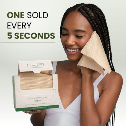 Clean Skin Club Bamboo Viscose Clean Towels XL – Neutral Tone Disposable Towel for Uncluttered Vanity Storage