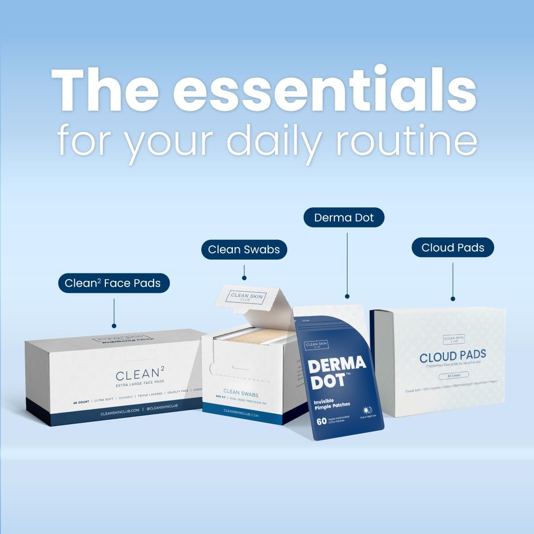 Clean Skin Club Clean² Pads 2.0 – Single Extra-Large Pad for the Whole Face, Less Clutter on the Vanity