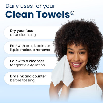 Clean Skin Club Clean Towels XL – Practical Stocking Stuffer for Travelers, TSA-Approved Travel Skincare Set
