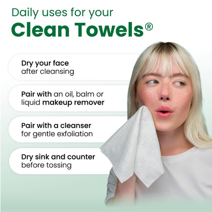 Clean Skin Club Clean Towels® XL Sensitive Skin – Hygienic Single-Use Face Towels to Prevent Bacterial Transfer, Dermatologist-Approved Dry Wipes, 50 Count
