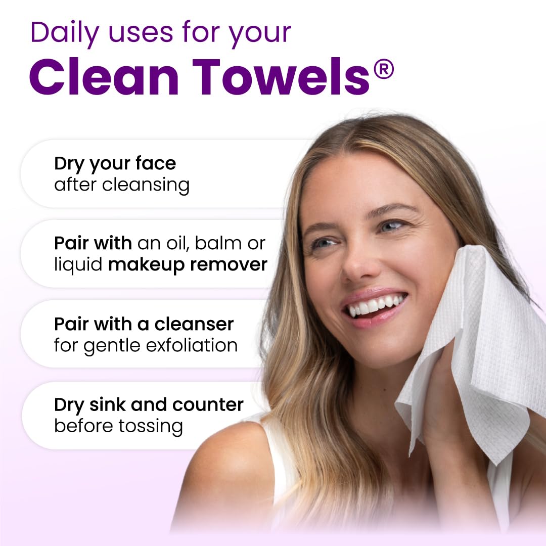 Clean Skin Club Healthy Aging Clean Towels® XL – Thoughtful Birthday Gift for Her, TSA-Ready Travel Skincare Stocking Stuffer