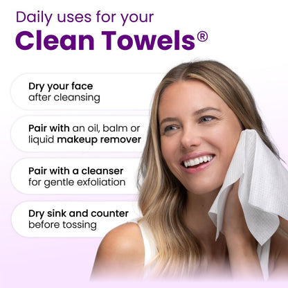 Clean Skin Club Healthy Aging Clean Towels® XL – Thoughtful Birthday Gift for Her, TSA-Ready Travel Skincare Stocking Stuffer