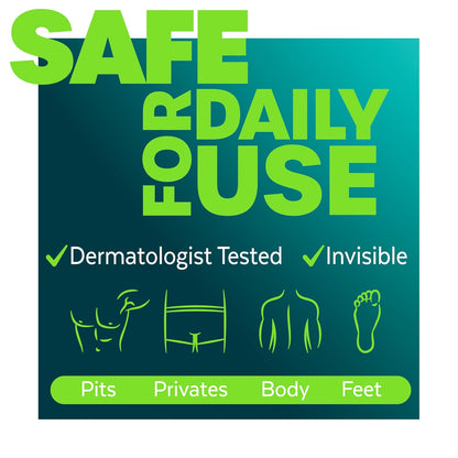 clear-drying spray that leaves no residue on skin and no white marks on clothes