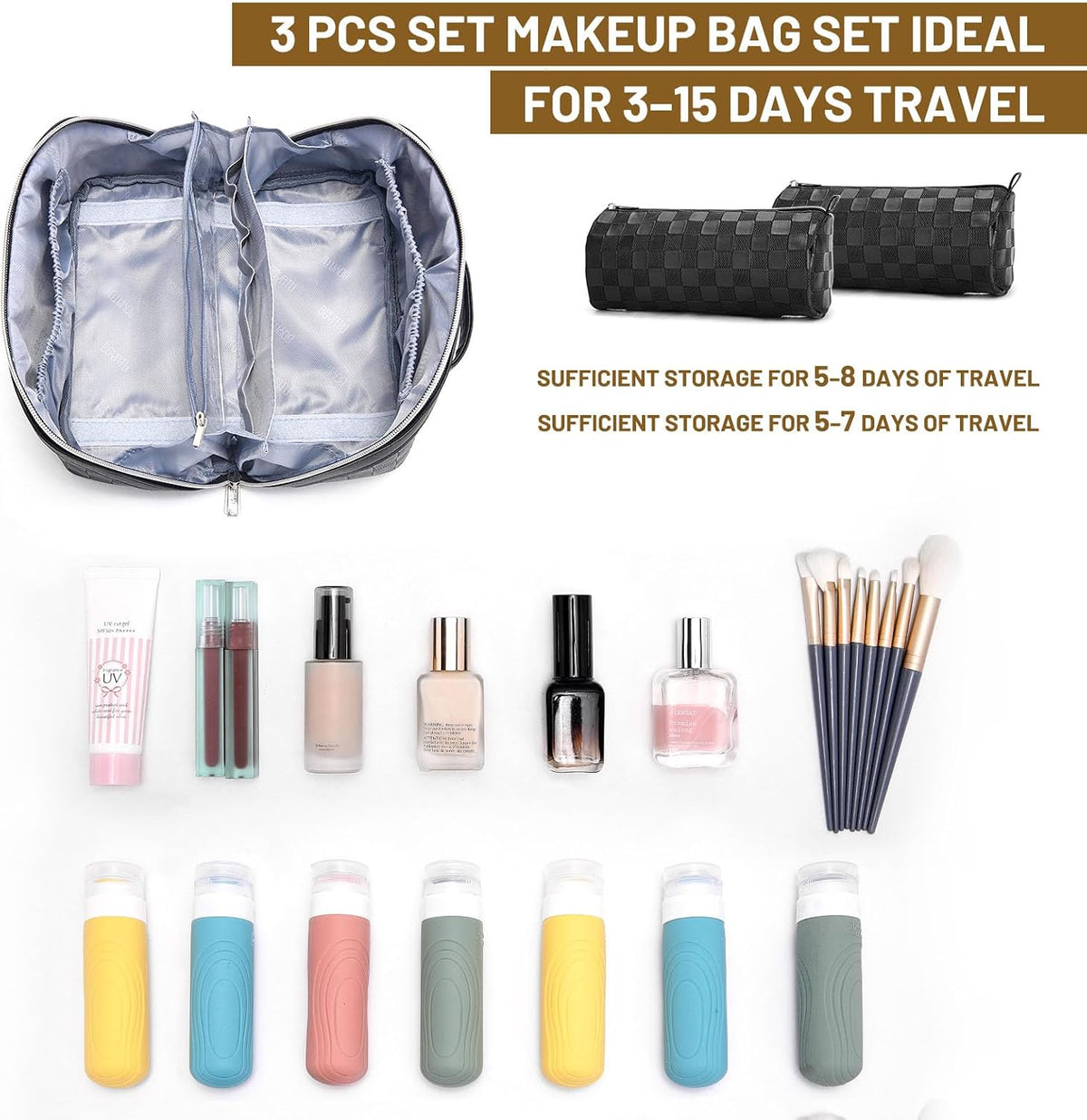 clear tpu brush compartment to protect and display makeup brushes